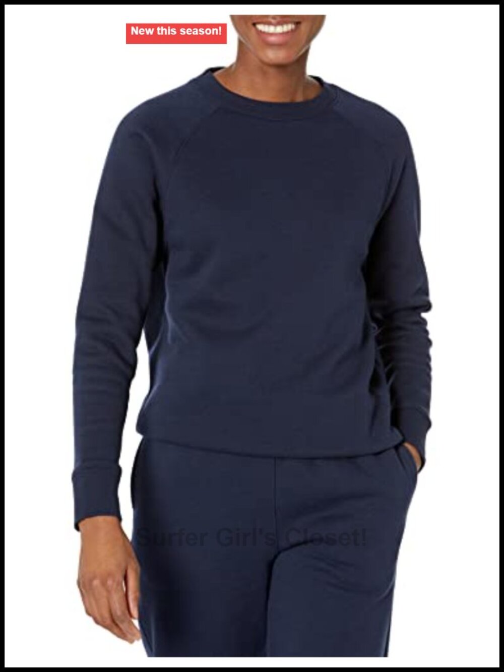 Essentials Women's Relaxed Fit Crewneck Pullover Sweatshirt Rib Detail Plus Size